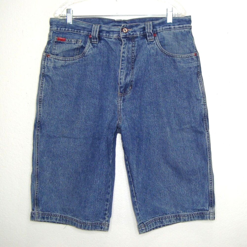 Fubu Platinum Wide Leg Shorts Mens Sze 36 Blue Denim Baggy Y2K Street Wear